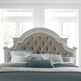 Magnolia Manor King Upholstered Bed - Antique White Tufted Chenille