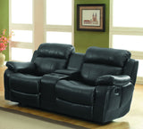 Reclining Loveseat w/ Center Console Cup Holder, Black Bonded Leather