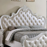 Agatha Traditional Wood Queen Bed Frame with Tufted Leatherette Headboard