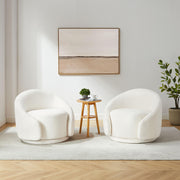 Swivel Barrel Chair, Upholstered Modern Round Accent Arm Chairs