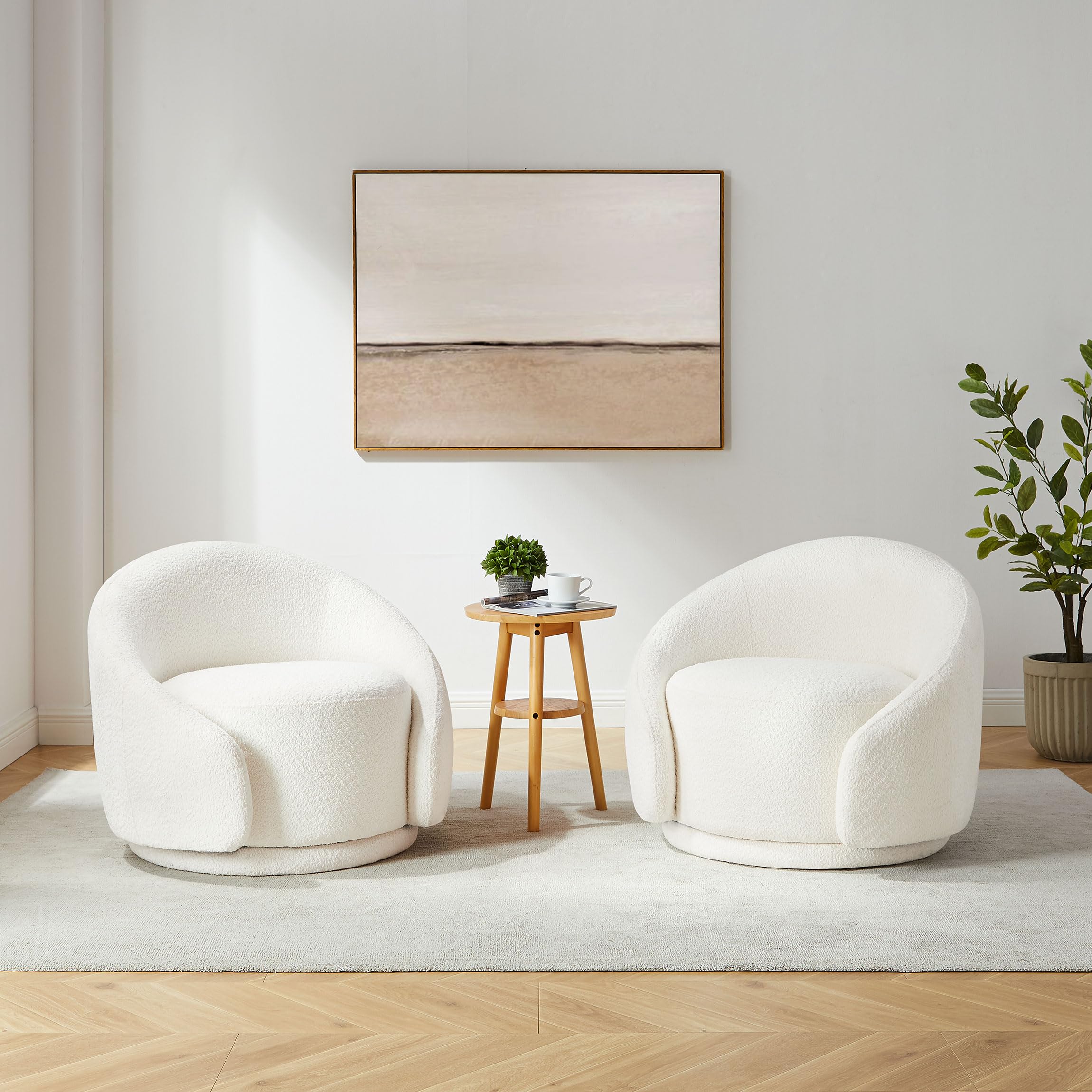Swivel Barrel Chair, Upholstered Modern Round Accent Arm Chairs