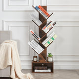 Tree Bookshelf, 6-Tier Book Shelf, Wooden Bookshelves Storage Organizer Shelves for