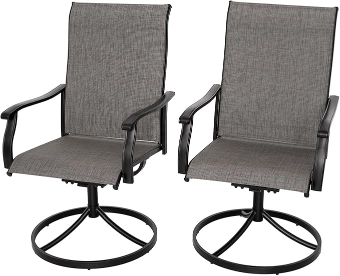 Outdoor Dining Chair Set of 2 High Back Outdoor Swivel Rocker Set