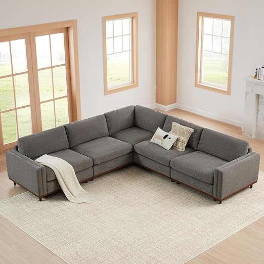 Super Large Luxury Loveseat Sectional Modular Sofa, Down Filled Modern Sofa