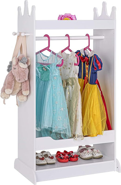 Kids Dress up Storage with Mirror,Costume Closet for Kids, Open Hanging Armoire Closet