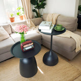 Black Nesting Tables Pedestal Coffee Table Set of 2 Nesting Side Tables Round