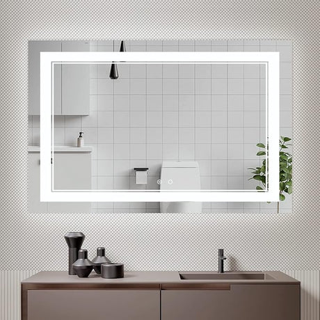 24" x 40" LED Bathroom Mirror Wall-Mounted Vanity Anti-Fog Mirror Dimmable Adjustable