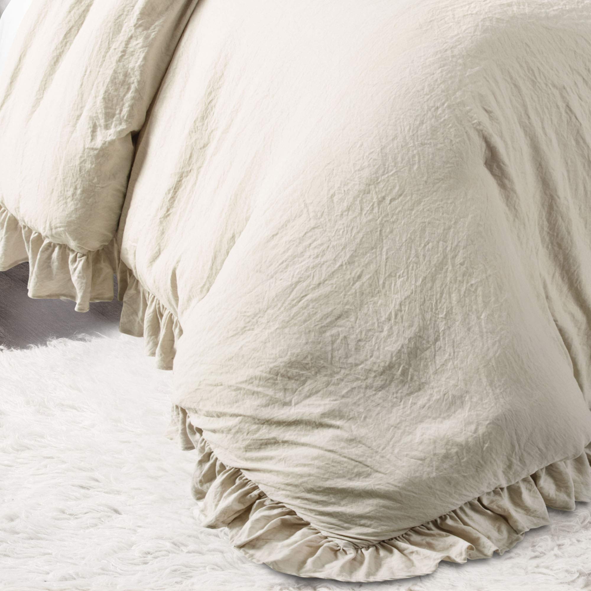 Reyna Ruffle Comforter Set - 3 Piece Cozy Ruffled Bedding - California King, Wheat