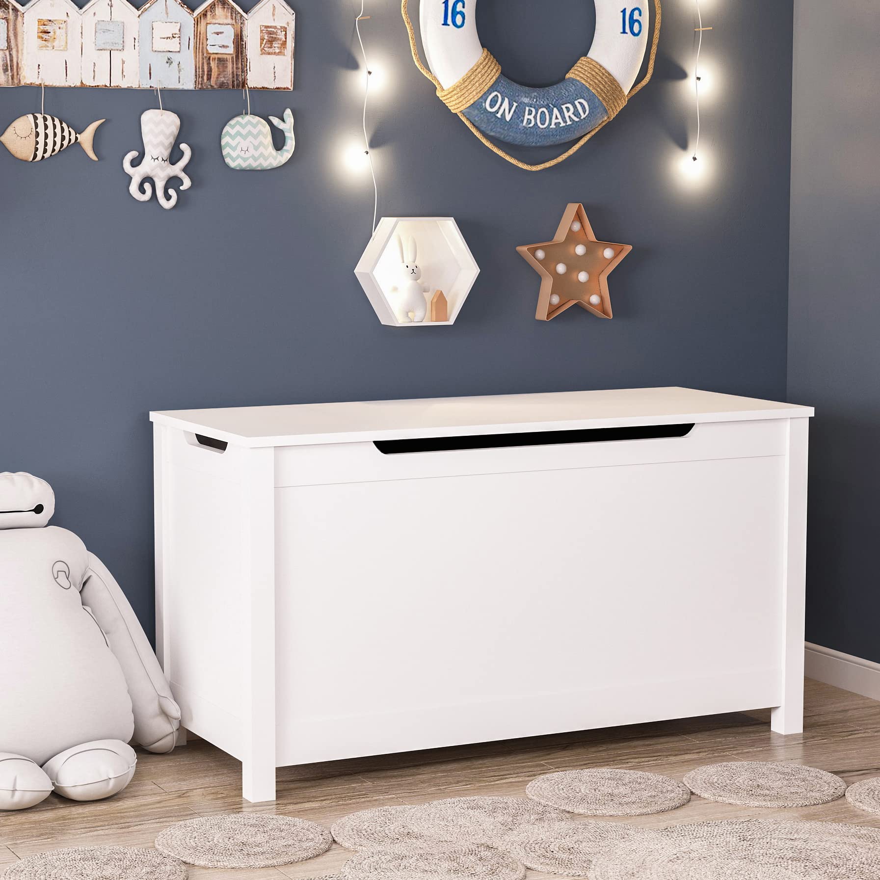 Wooden Modern Storage Bench, Lift Top Entryway Storage Chest/Bench