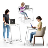 Large Folding TV Tray Table - Wooden Height & Angle Adjustable Laptop Table