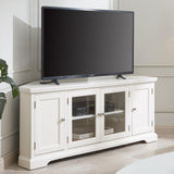 85386 Corner TV Stand with Enclosed Storage for 65" TV's, White