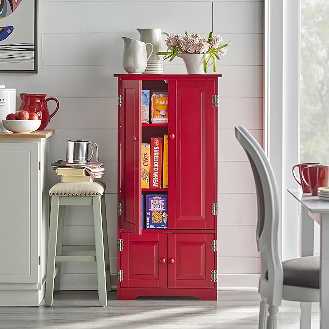 Systems Tall Storage Cabinet with 2 Adjustable Top Shelves and 1 Bottom Shelf, Declutter
