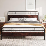 Queen Size Platform Bed Frame with Wooden Headboard and Footboard