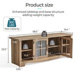 Farmhouse TV Stand for 65 Inch TV, Wood Entertainment Center with Glass Door Storage