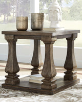 Modern Country Rectangular End Table, Weathered Brown