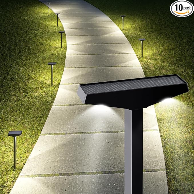 Bright Solar Pathway Lights for Outside, 10 Pack Solar Landscape Lighting for Outdoor
