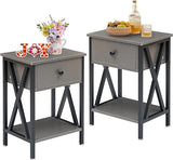 Modern Versatile Nightstands X-Design Side End Table Night Stand Storage Shelf