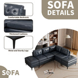 L-Shaped Couches for Living Room, PU Leather Sectional Sofa with Movable Storage