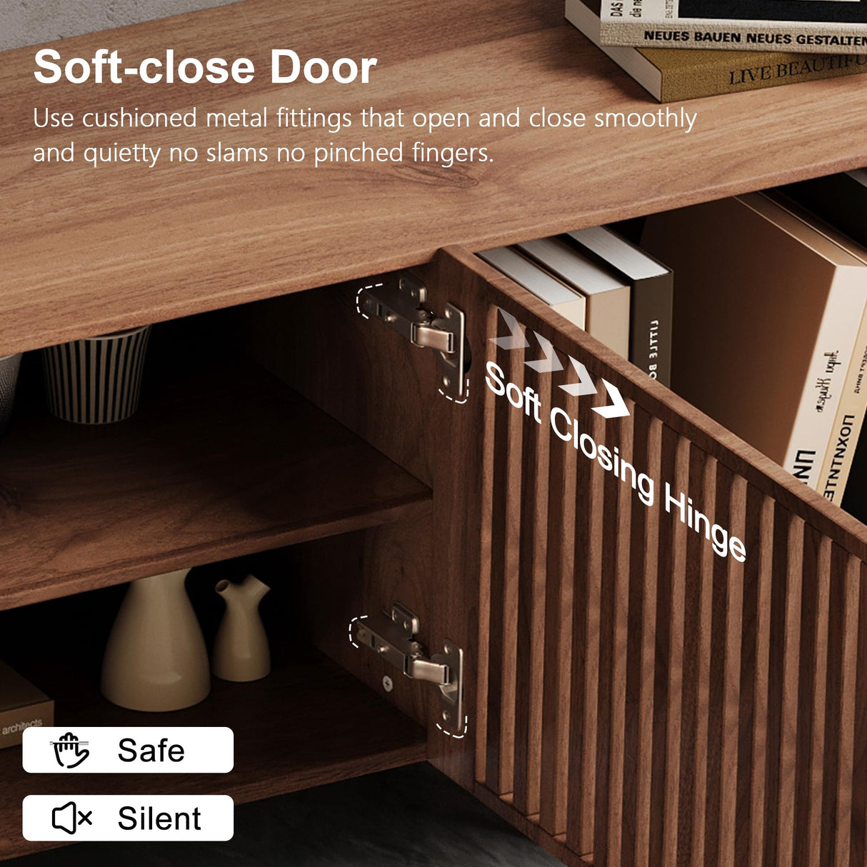 94.5" Mid-Century Modern Walnut TV Stand for TVs up to 80"