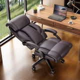 Reclining Office Chair, High Back Executive Office Chair 400lbs, Brown Leather Home