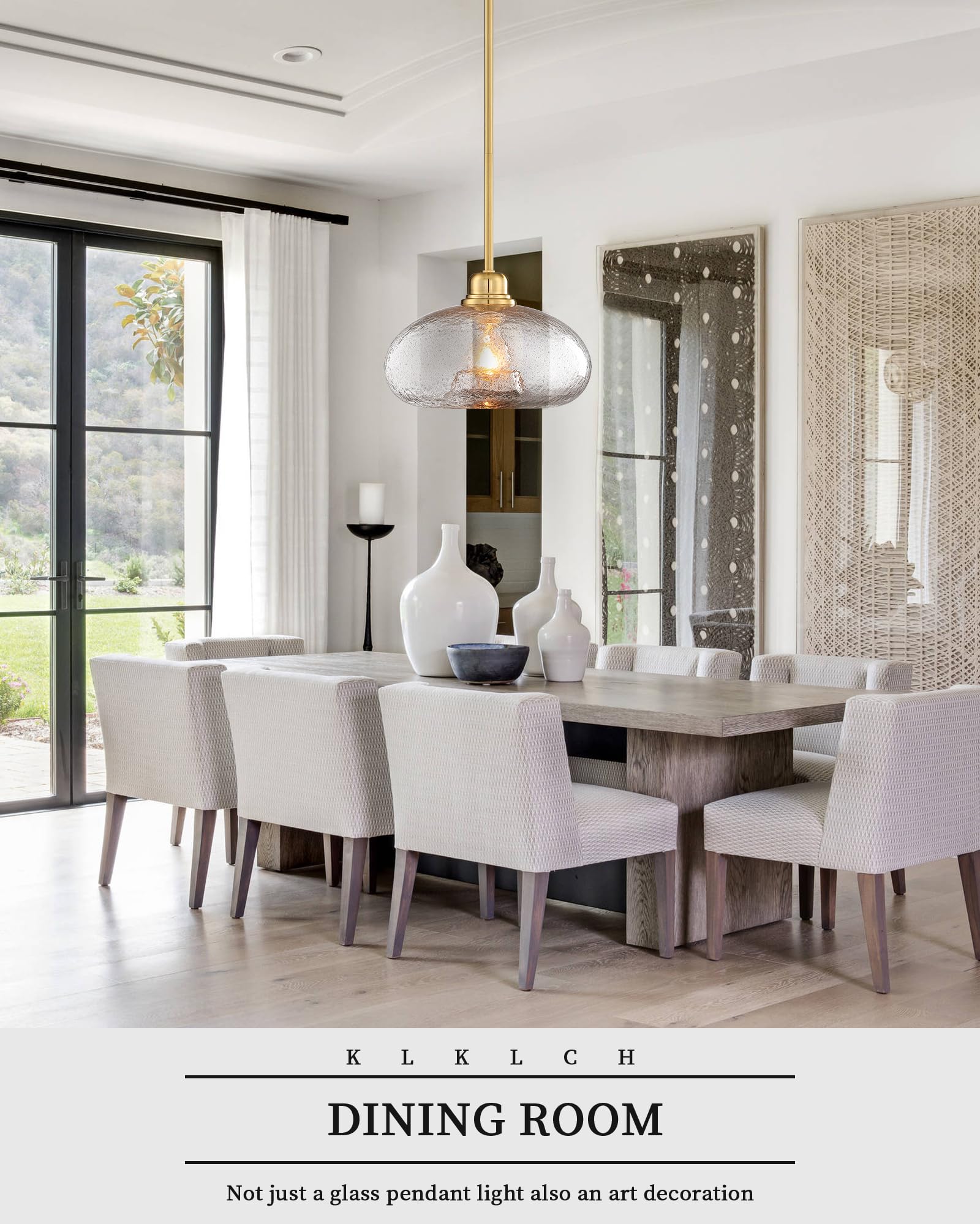 11" Large Pendant Lights - 2 Pack Modern Gold & Grey Glass Chandelier