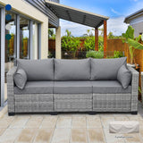 Outdoor Furniture Outdoor Couch Grey Wicker Patio Furniture 3-seat Sofa Deep Seat