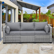 Outdoor Furniture Outdoor Couch Grey Wicker Patio Furniture 3-seat Sofa Deep Seat