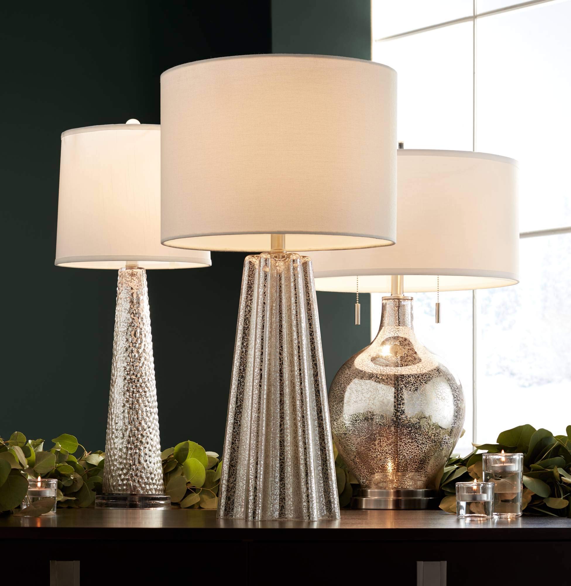 Louie 28 1/2" Tall Modern Luxe End Table Lamp Silver Mercury Glass Single