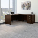 Series C 72W L Shaped Desk with 48W Return and Mobile File Cabinet in Mocha Cherry