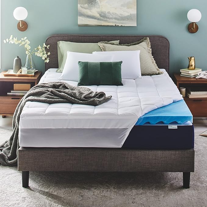 Cooling Comfort Gel Memory Foam Dual Layer Mattress Topper, 4 Inch, King Size