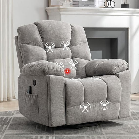 Power Lift Recliner Chair with Massage and Heat, Large Comfortable Chenille