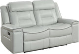 65" Leather Gel Double Reclining Loveseat, Dark Gray