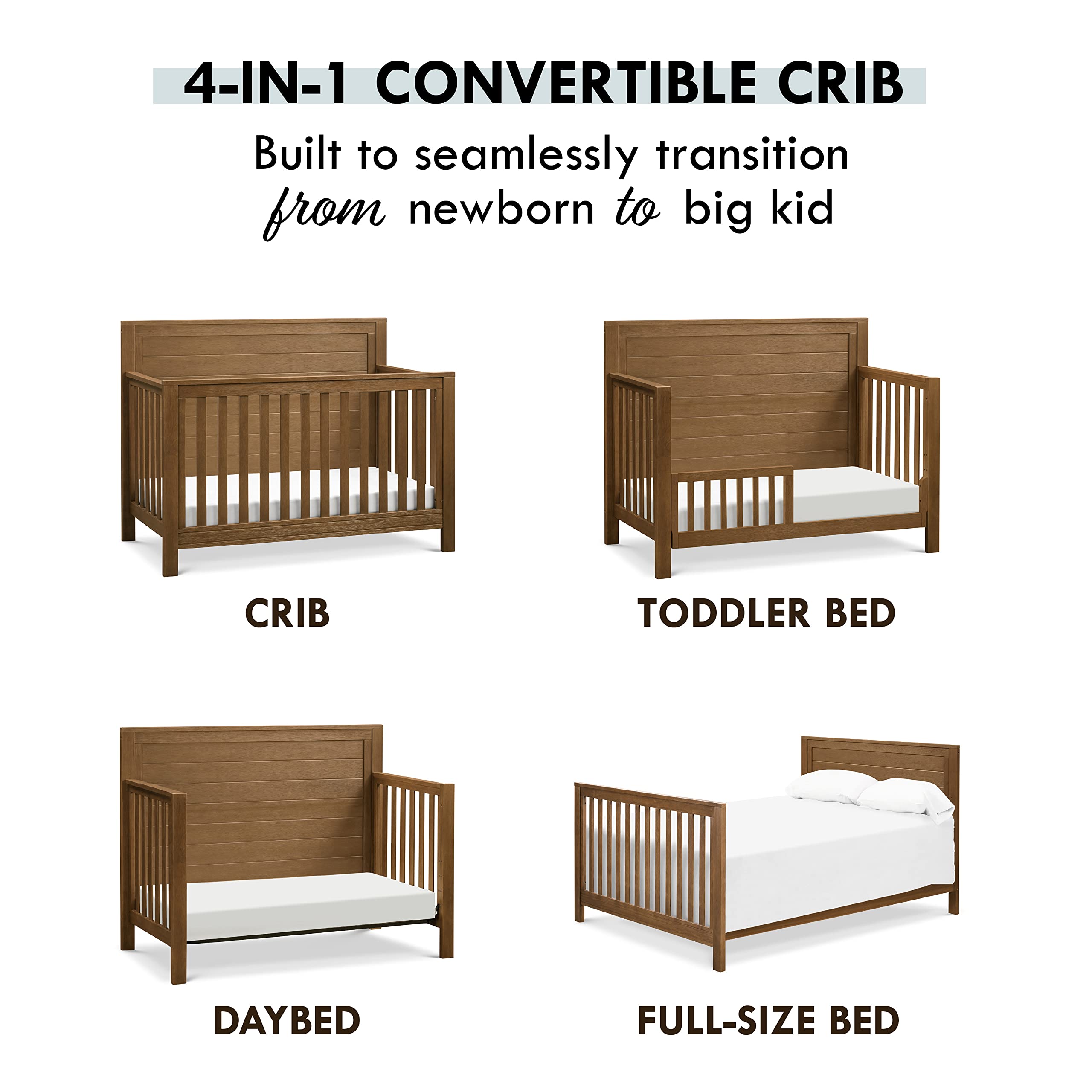 DaVinci Fairway 4-in-1 Convertible Crib in Cottage Grey, Greenguard Gold Certified