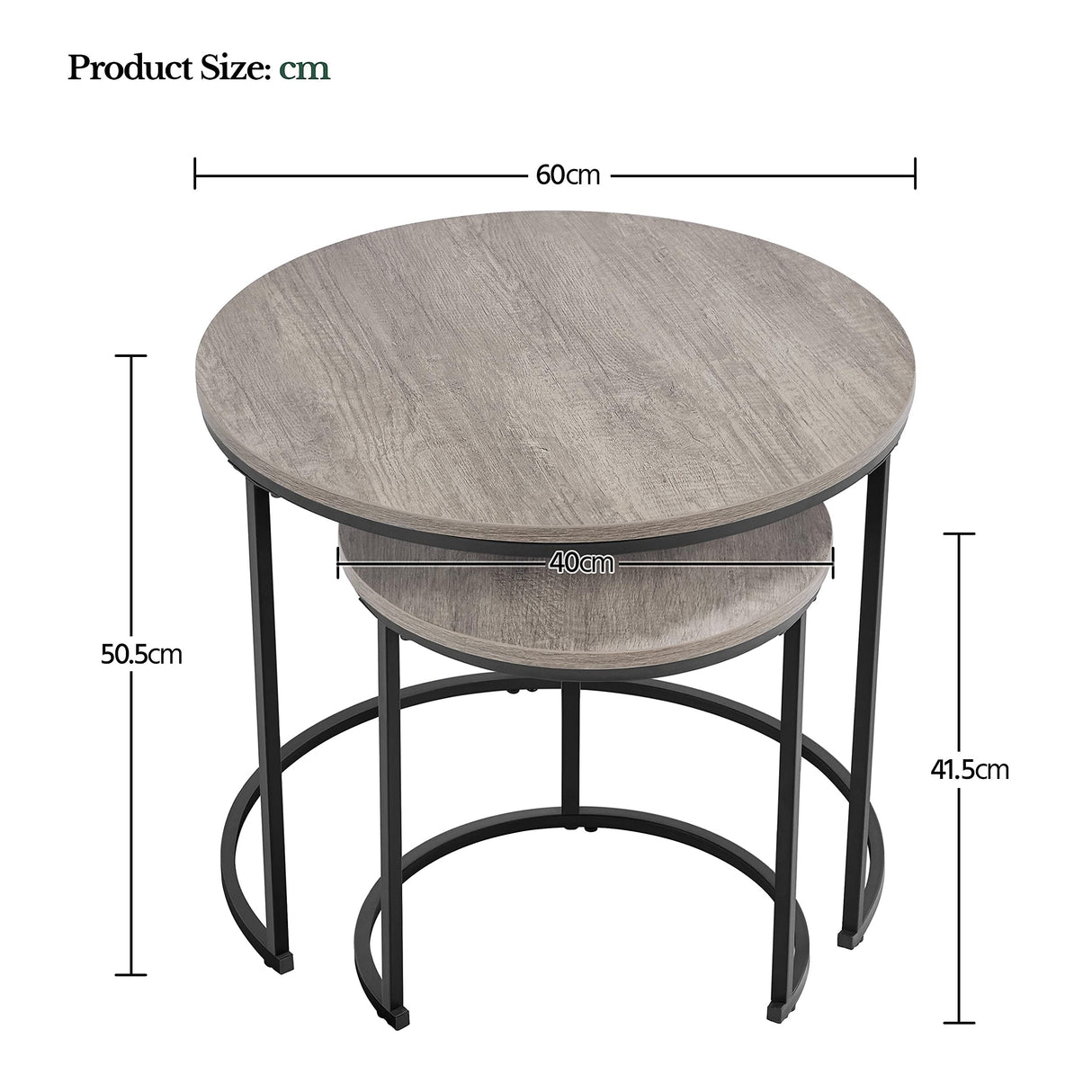 Nesting Side Tables Set of 2, Modern Round End Tables w/Waterproof Scratch Resistant