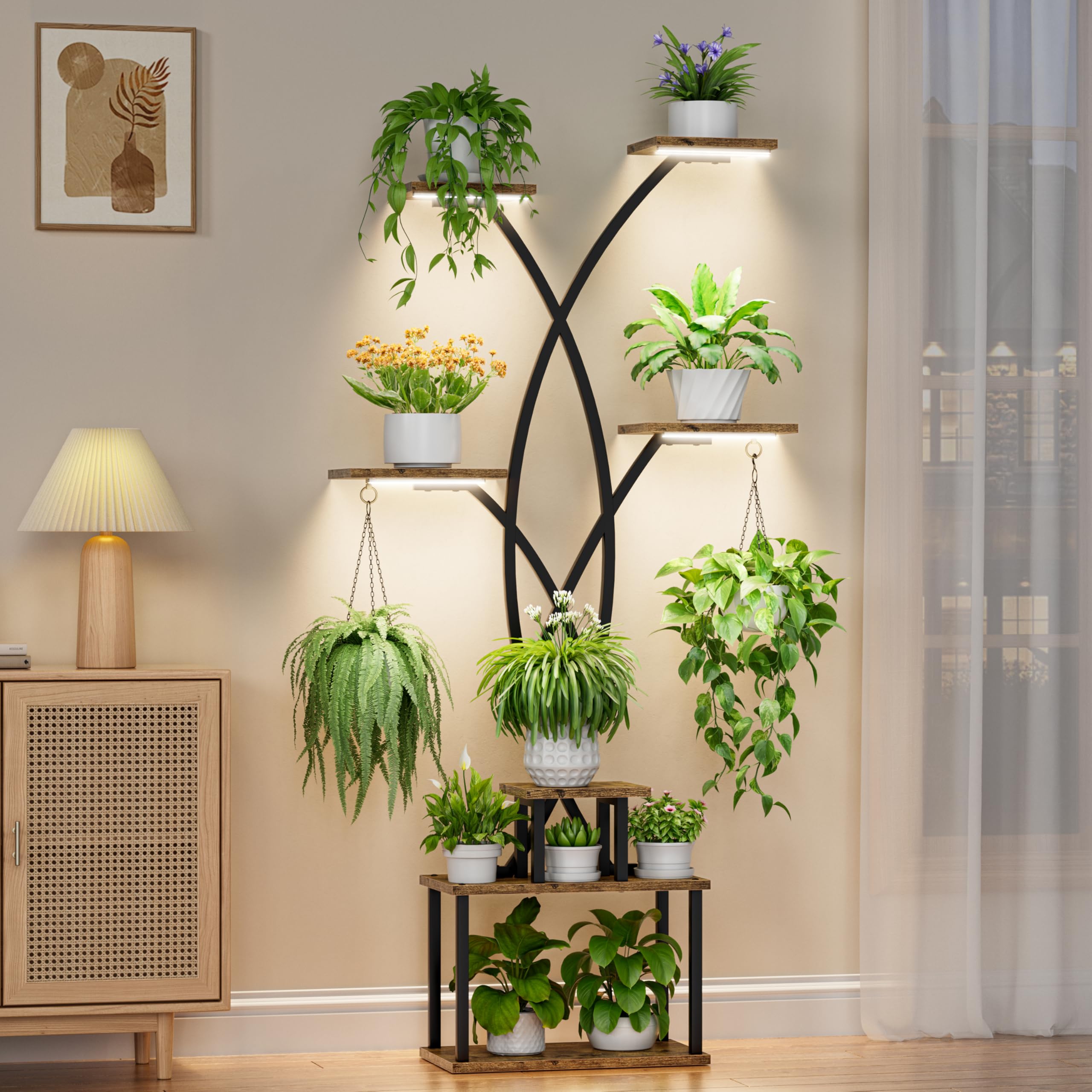 ArborGlow 66" Tree Shaped 7-Tier Plant Stand with Grow Lights