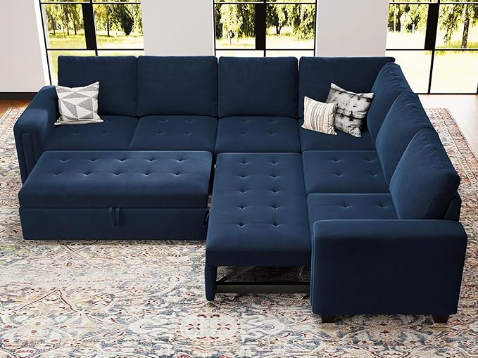 Modular Sectional Sleeper Sofa with Pull Out Couch Bed Oversized U Shaped Sectional