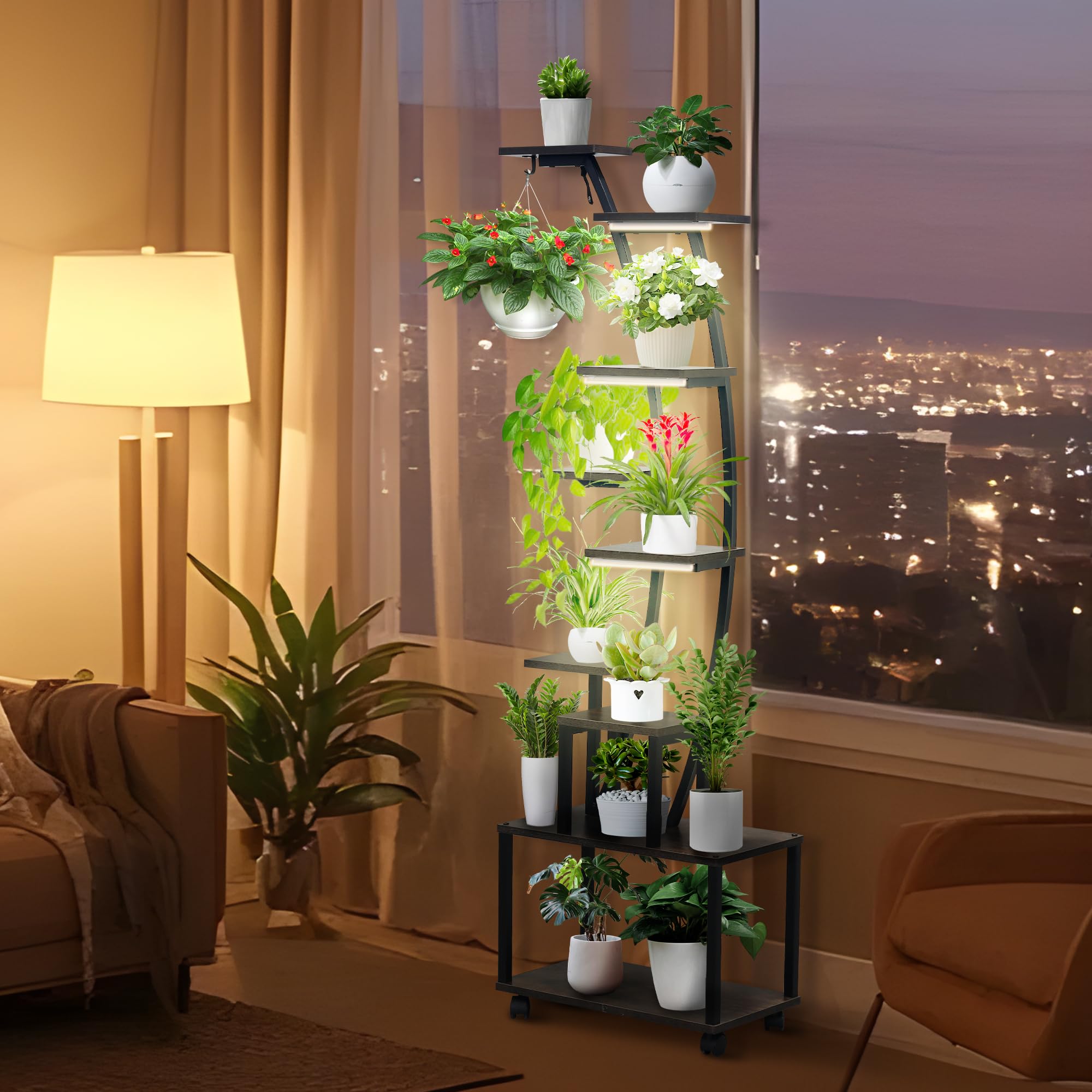 LumiGrow 65" – 9 Tier Plant Stand with Grow Lights & Wheels