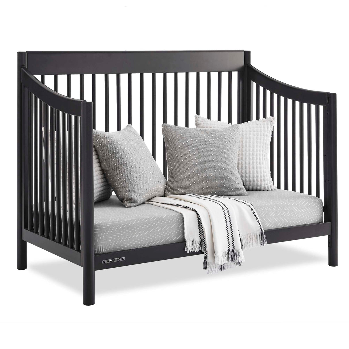 Brooks 6-in-1 Convertible Crib, Midnight Grey + Simmons Kids Quiet Nights Breathable