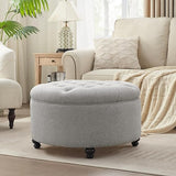 30-Inch Round Storage Ottoman, Modern Button Tufted Coffee Table