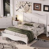 JIJIWANG Queen Size Elegant Design Wood Platform Bed Frame,Retro Style Platform Bed with Wooden Slat Support,for Kids Teens Adults Bedroom White