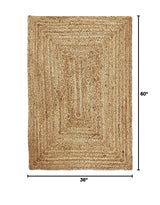 3x5 Handwoven Jute Braided Area Rug - Natural Rustic Reversible Rectangular Rug