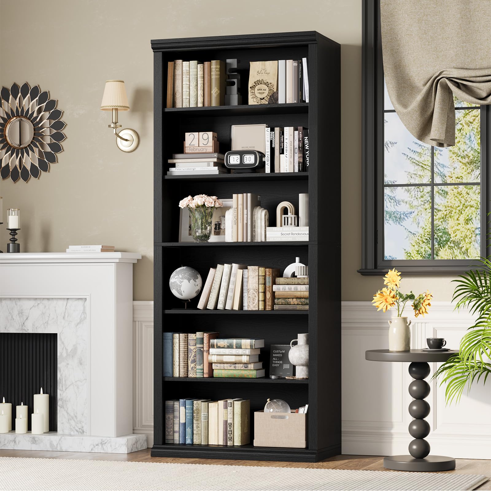 Bookcase and Bookshelves, 28" W Tall Bookshelf with Elegant Design