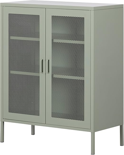 Crea Metal Mesh 2-Door Accent Cabinet, Black