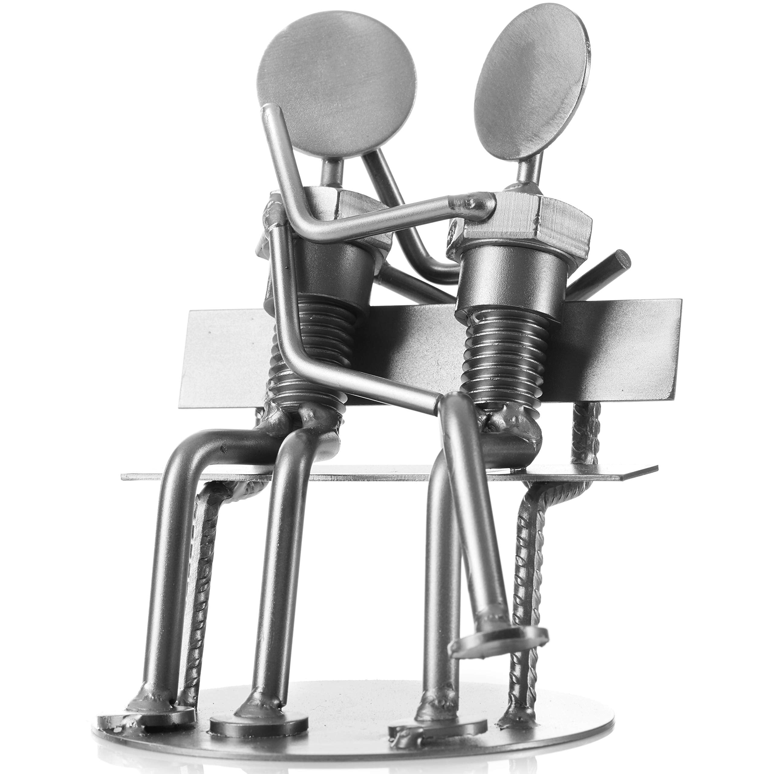 Recycled Nut and Bolt Romantic Sculpture Sweethearts' 5'' Tall Iron Gifts