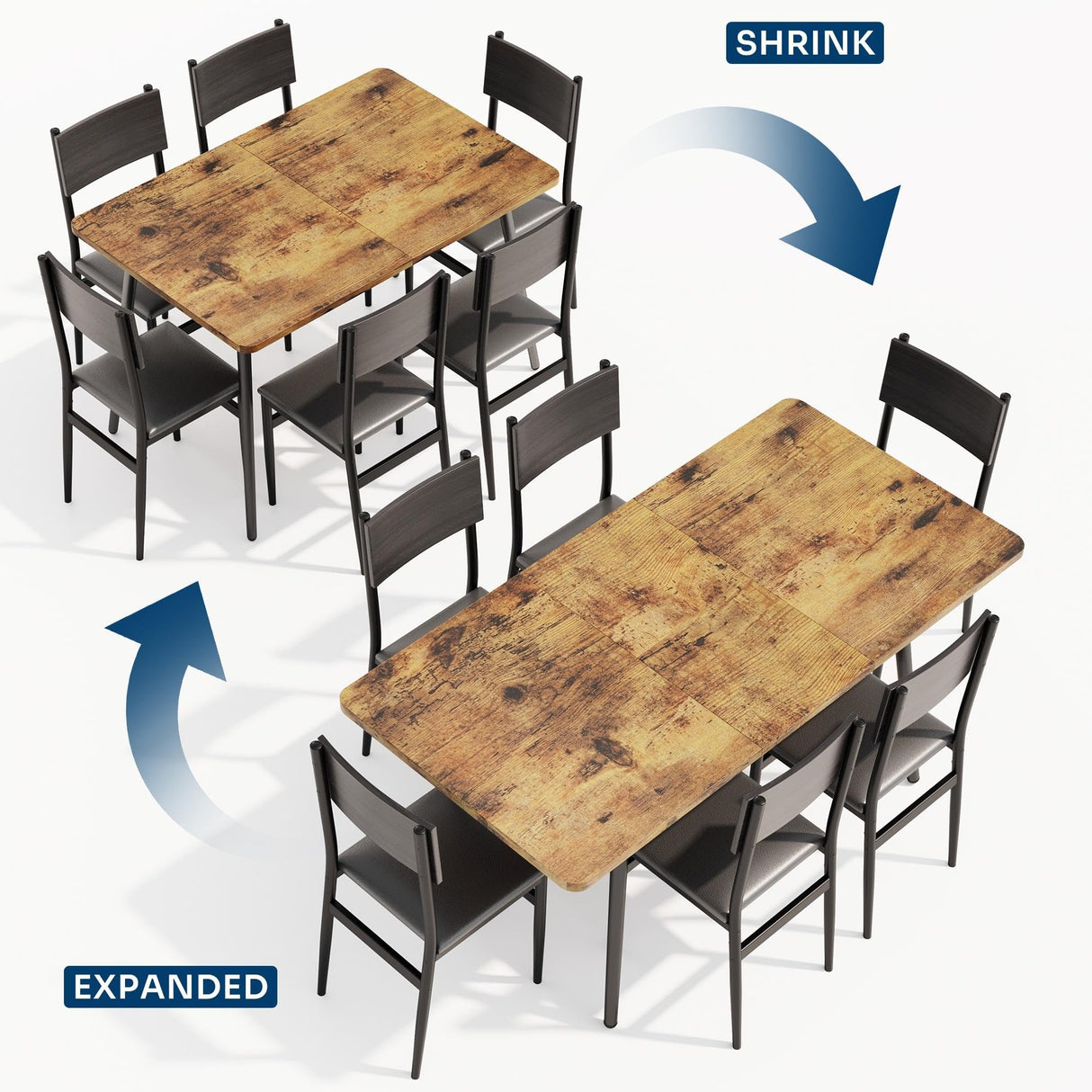 7-Piece Extendable Kitchen Table Set with 6 Upholstered Chairs