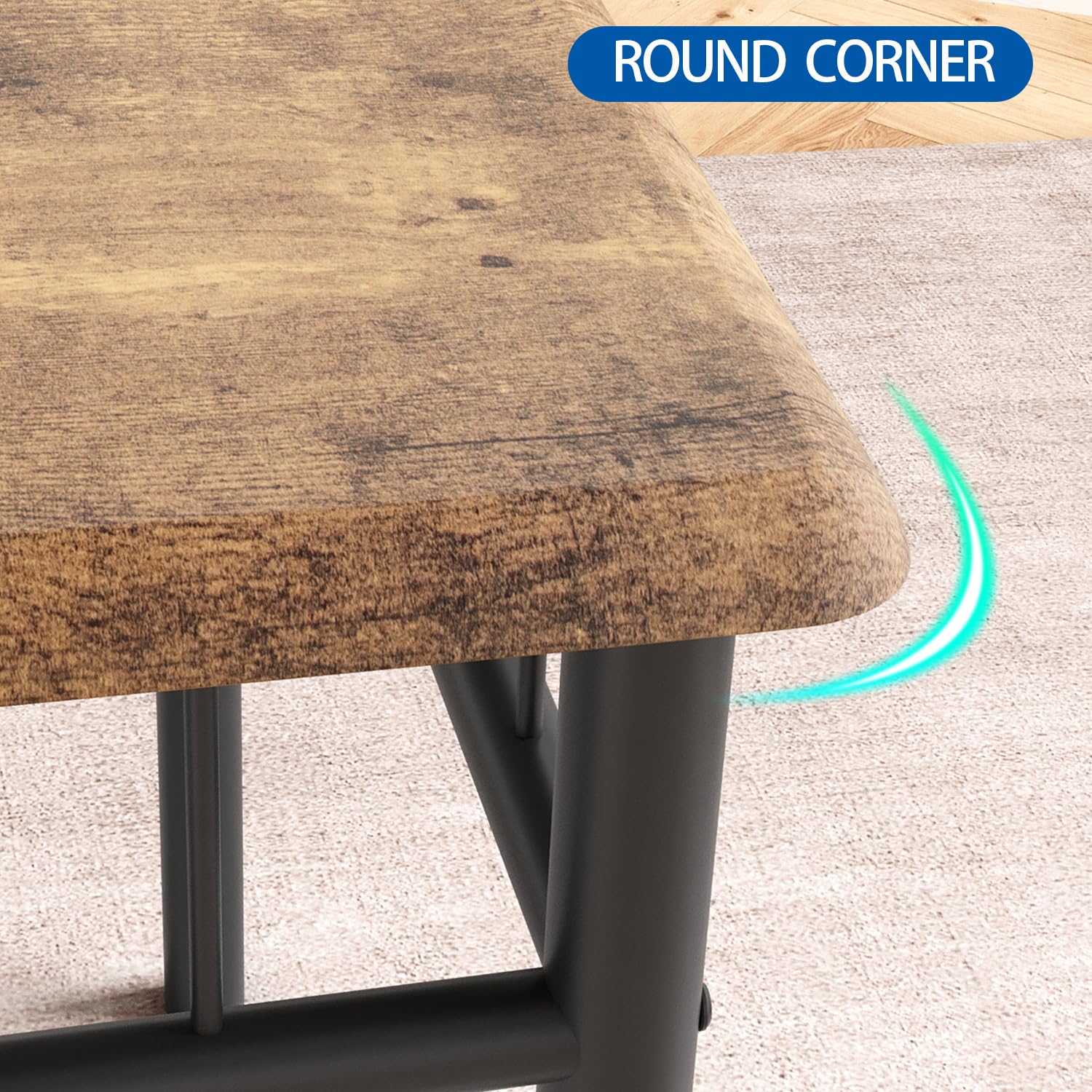 Compact Dining Table Set for 4 - Rustic Brown