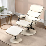 Recliner Chair with Ottoman, PU Leather Swivel High Back Armchair w/Footrest, 135°