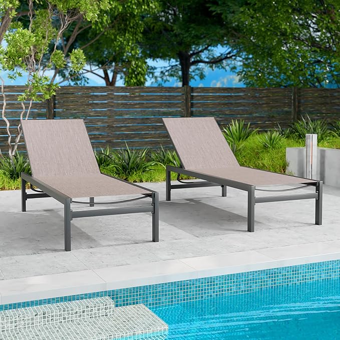Chaise Lounge Outdoor Aluminum Outdoor Chaise Lounge Set of 2 Flat Chaise Lounge