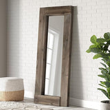 Rustic Farmhouse Full Length Mirror - Wood Frame Floor Standing Bedroom Mirror