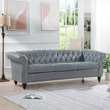 Chesterfield PU Leather Sofa, Upholstered PU Sofa with Tufted Back